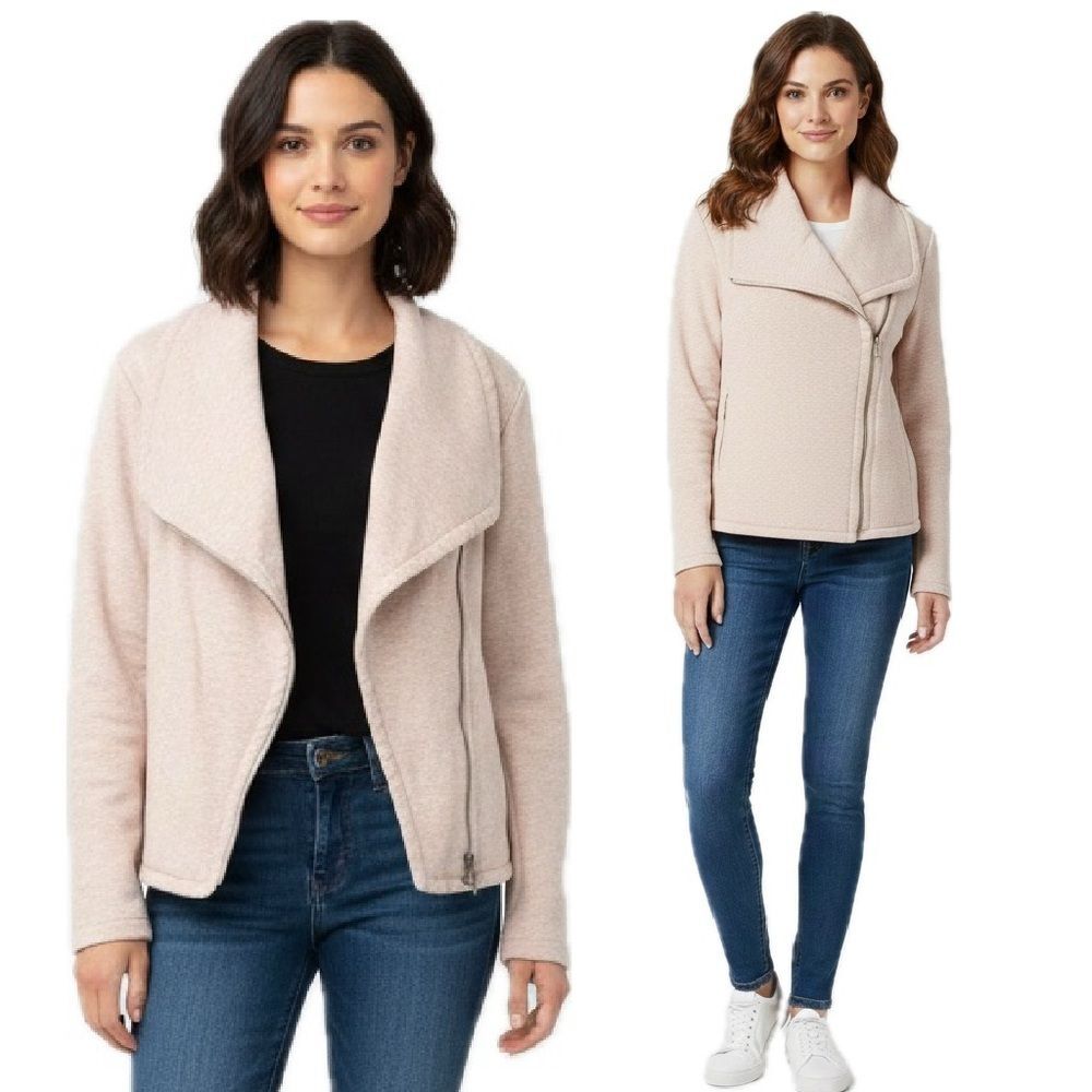 Lou & Grey Soft Moto-Style Shawl Collar Sweatshirt Jacket Size Large